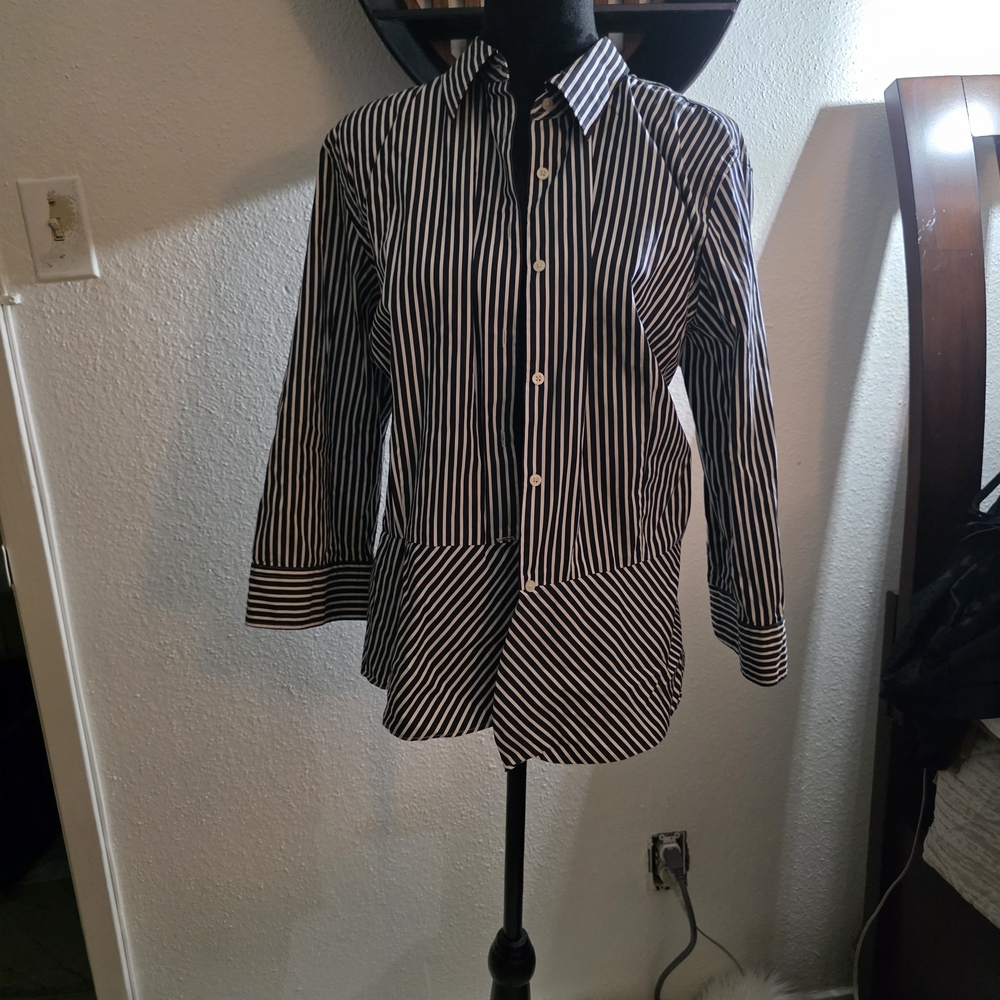 Black and White Striped Women Shirt